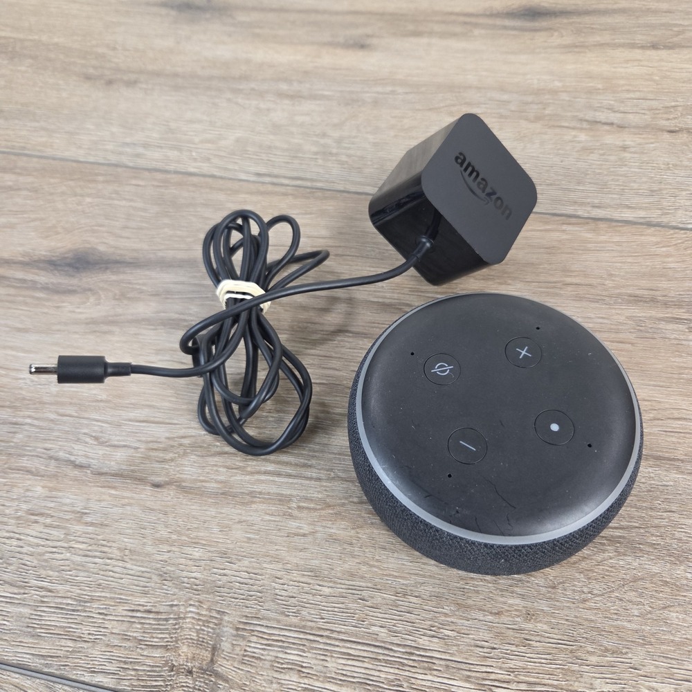 Amazon Echo Dot 3rd Gen Smart Speaker Alexa Black w/ Power Cable - TESTED